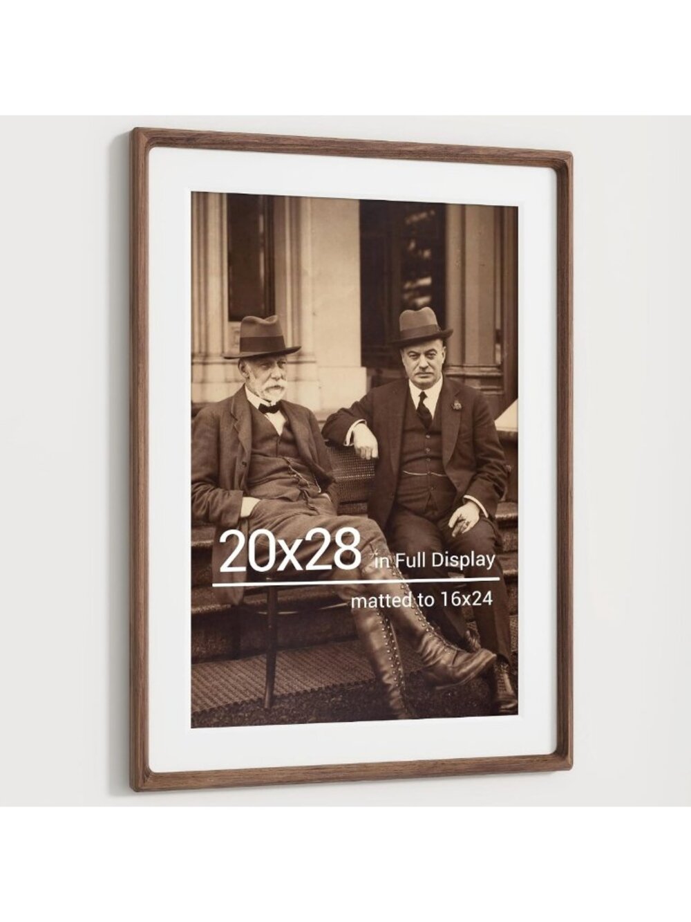 Natural Walnut Picture Frame 20x28, Handmade Wood Frame with Mat for Photos